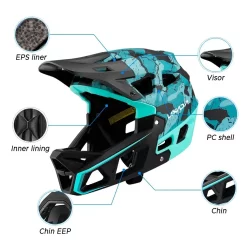 Casco Full Face Mtb Lixada Para Bicicleta De Montaña Ligero
